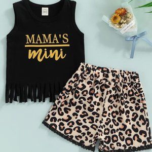 NEW Girl's Leopard Print Mama's Mini Shorts Outfit
